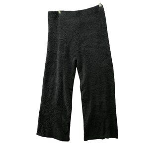 MeMoi Cozy Knit Pants Womens 1X/2X Black Sherpa Lounge Wide Leg Pull On